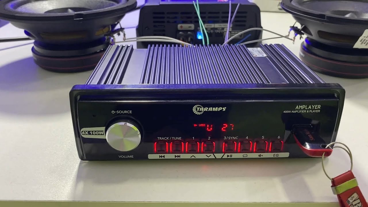 TARAMPS AMPLAYER Bluetooth Usb 4x100w - 3 em um modulo + controle longa distancia + player