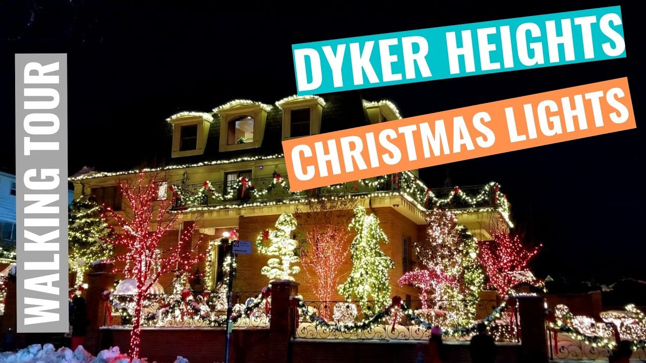 4K - Dyker Heights Christmas Lights Walking Tour in New York, USA.