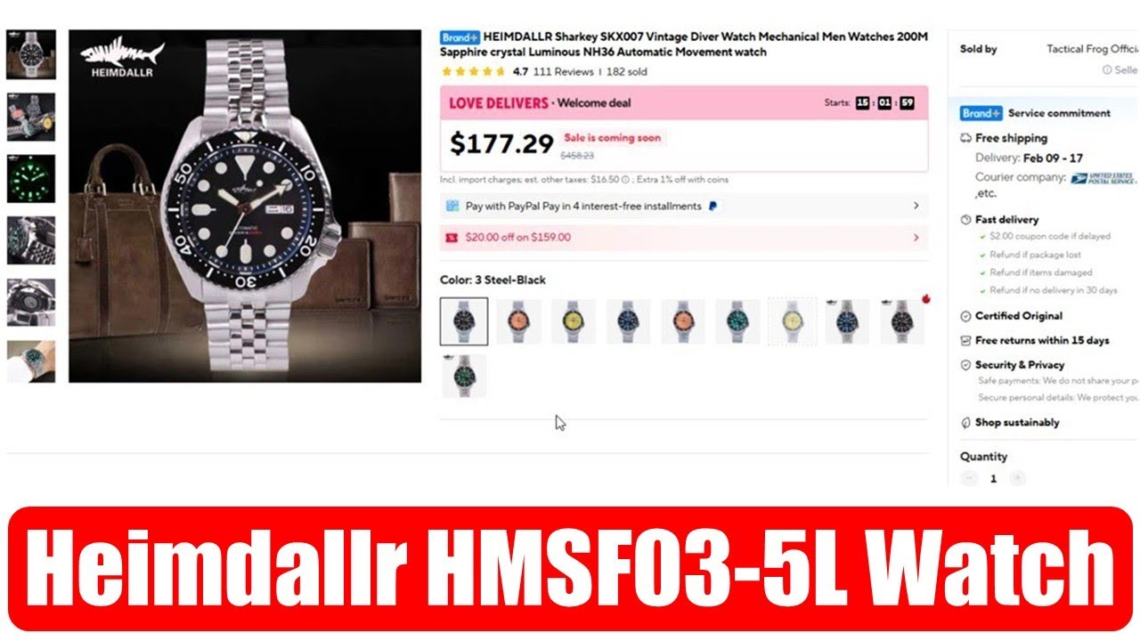 Обзор часов Heimdallr HMSF03-5L с AliExpress | Более 182 продано на AliExpress