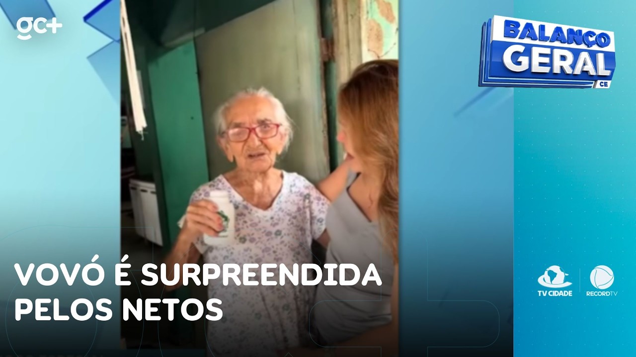 Vovó e surpreendida pelos netos e emociona | Balanço Geral CE
