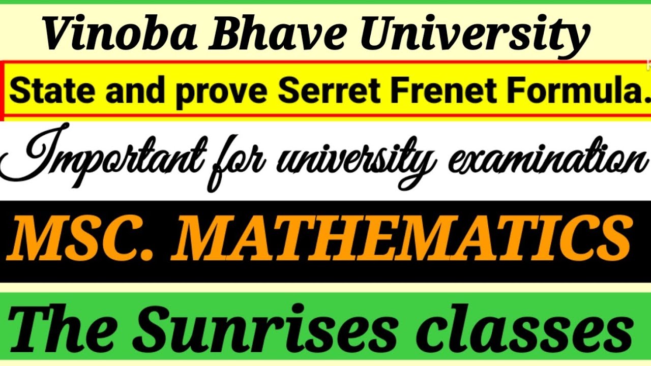 State and prove serret frenet formula #vbu #pgmaths#higher mathematics #msc