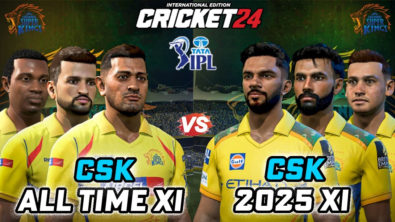 CSK All Time XI vs CSK 2025 XI - MSD vs Gaikwad 😍🔥in Cricket 24