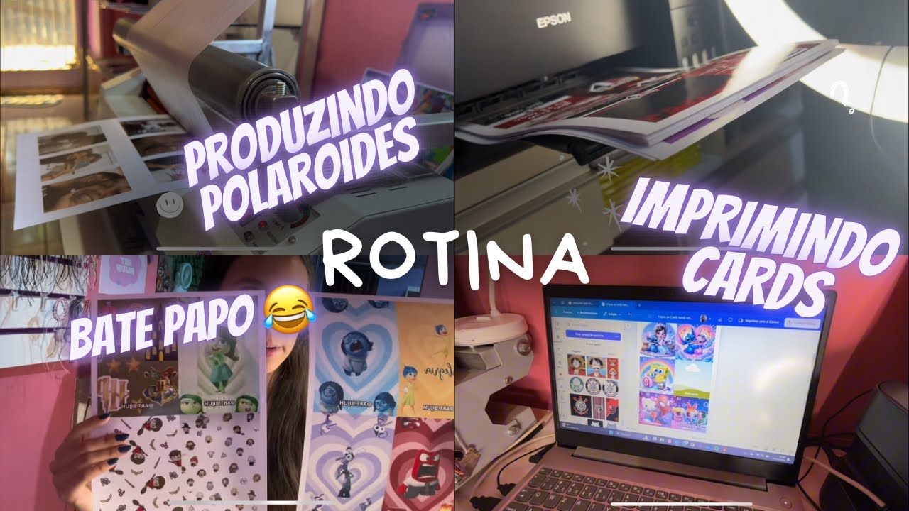 IMPRIMINDO CARDS / PRODUZINDO POLAROIDS E BATENDO PAPO FURADO - rotina 💜