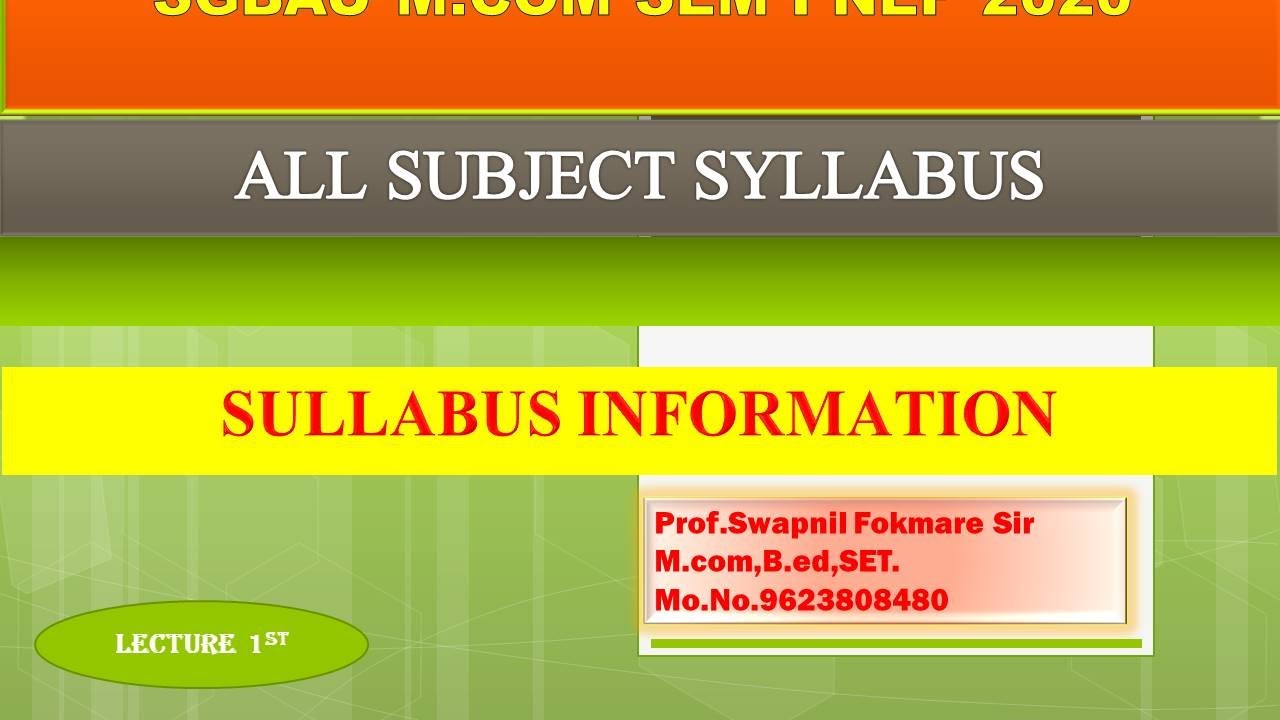 SGBAU | M.COM SEM I-ALL SYLLABUS INFORMATION