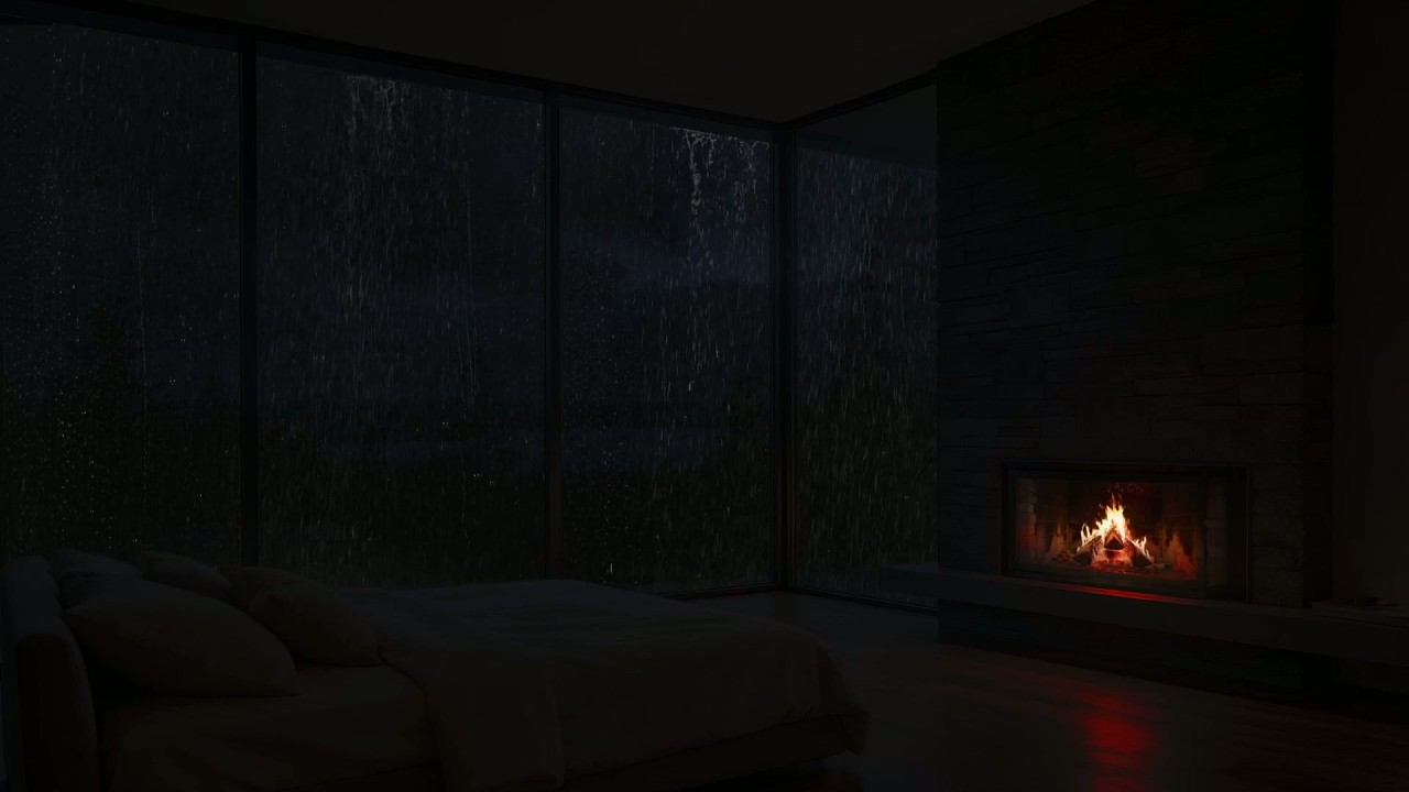 Без рекламы🌧️Самый глубокий целительный сон😴 Звуки дождя и камина на лесной чердаке для быстрого сна