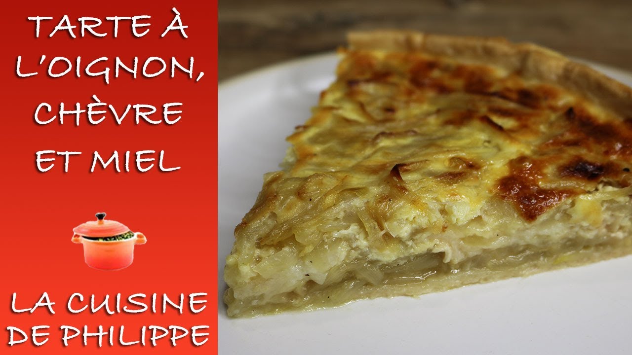 Tarte à l'oignon, chèvre et miel