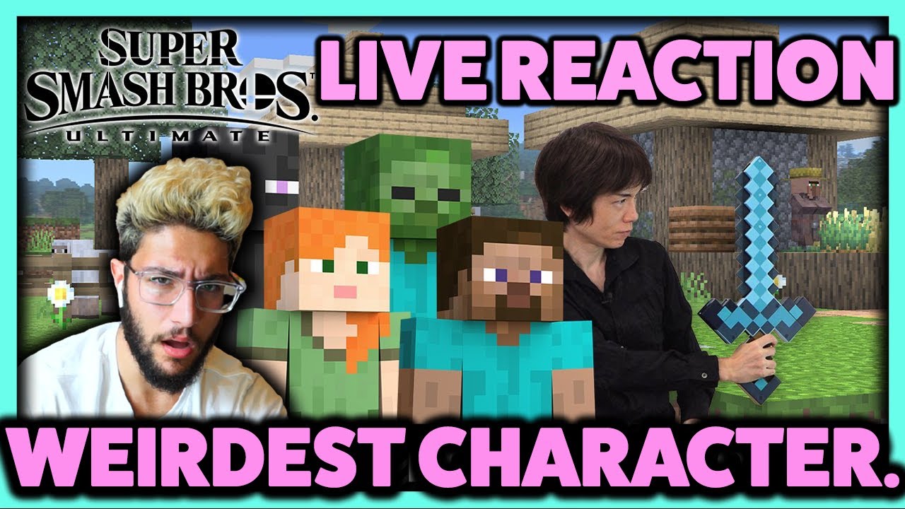 SAKURAI PRESENTS : MINECRAFT STEVE/ALEX - LIVE REACTION!! (MOVESET, CUBE KIRBY & TRAVIS GETS YEETED)