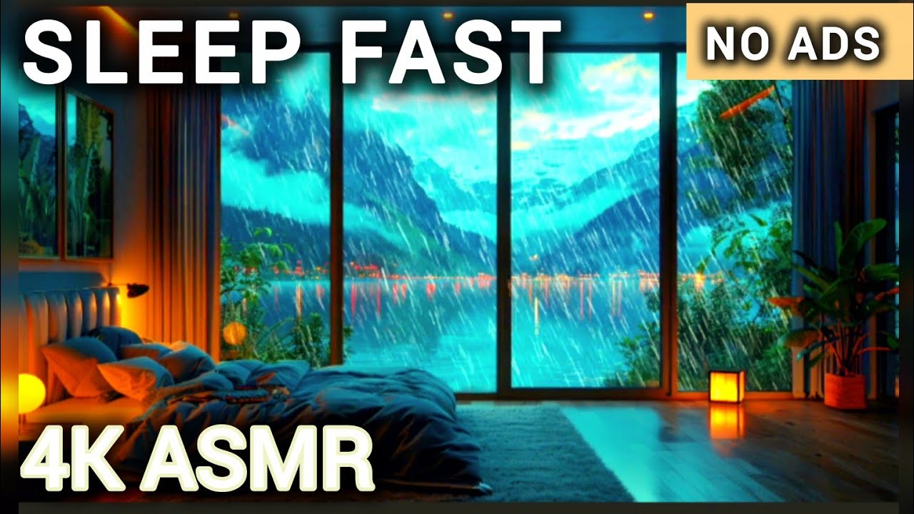 FALL ASLEEP FAST ⛈️ Rainy Night in a Lakeview Bedroom | 30 Mins Deep Sleep No Ads