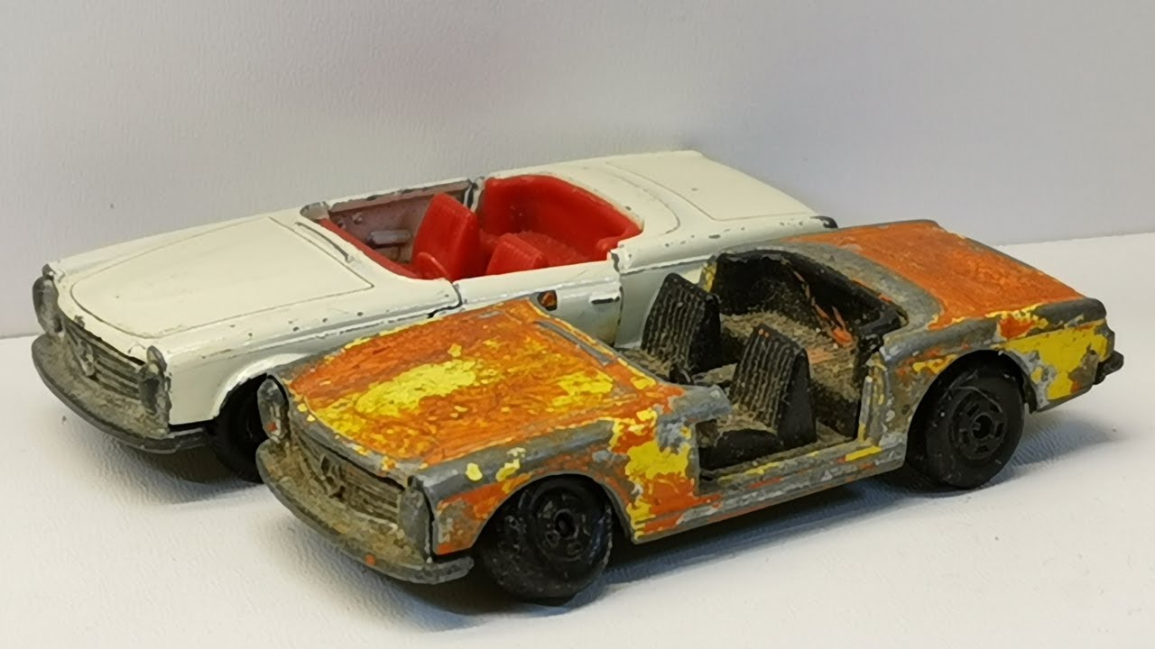 «Matchbox» реставрация Mercedes 230 SL № 27, литьевая машина. делать двери
