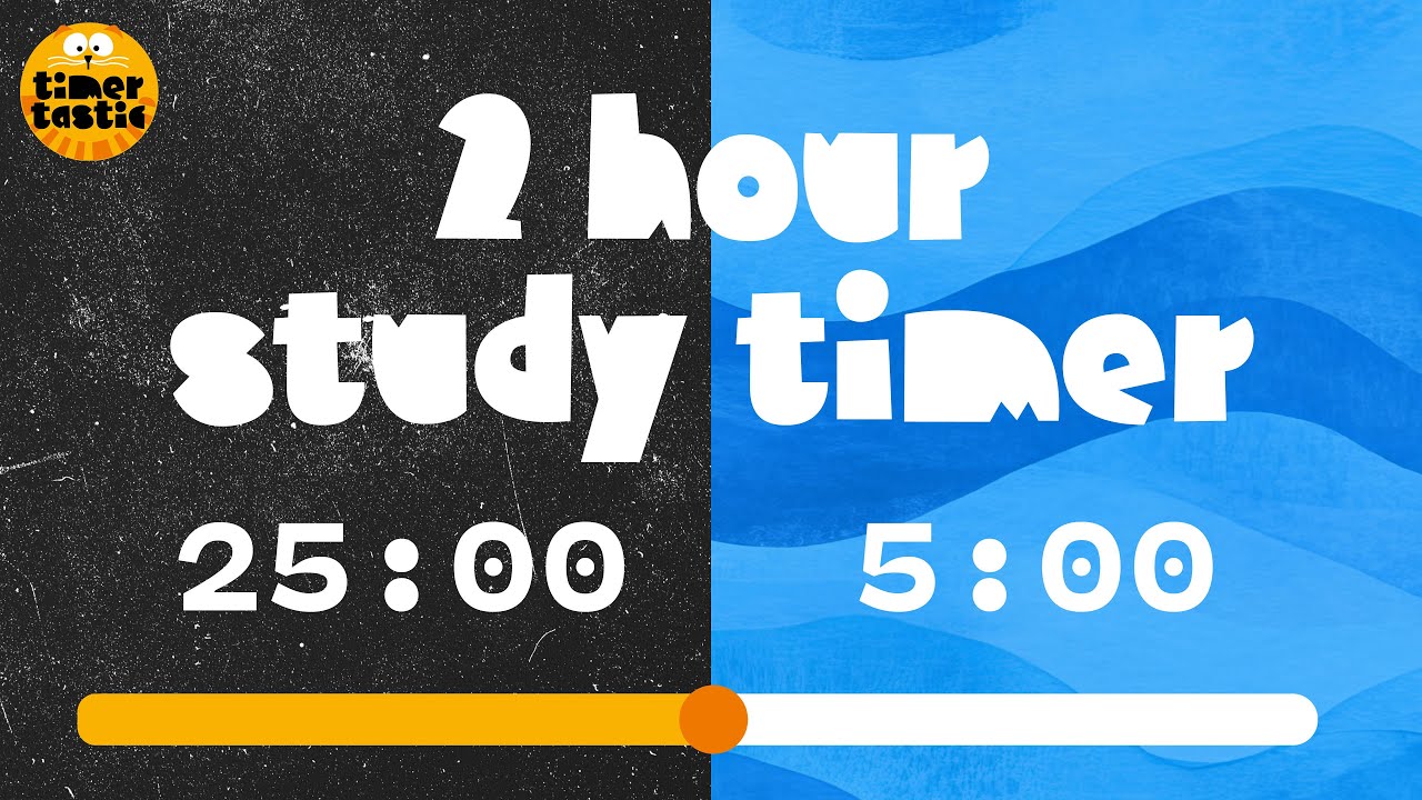 Pomodoro Timer 2 Hours ⏱️ | 25 Min Work + 5 Min Break (No Music)