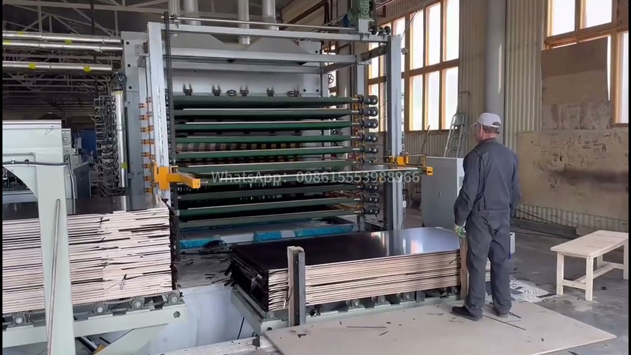 Multi layer Film Face Laminated Hot Press Machine for shuttering Plywood fully Automatic Feeder line