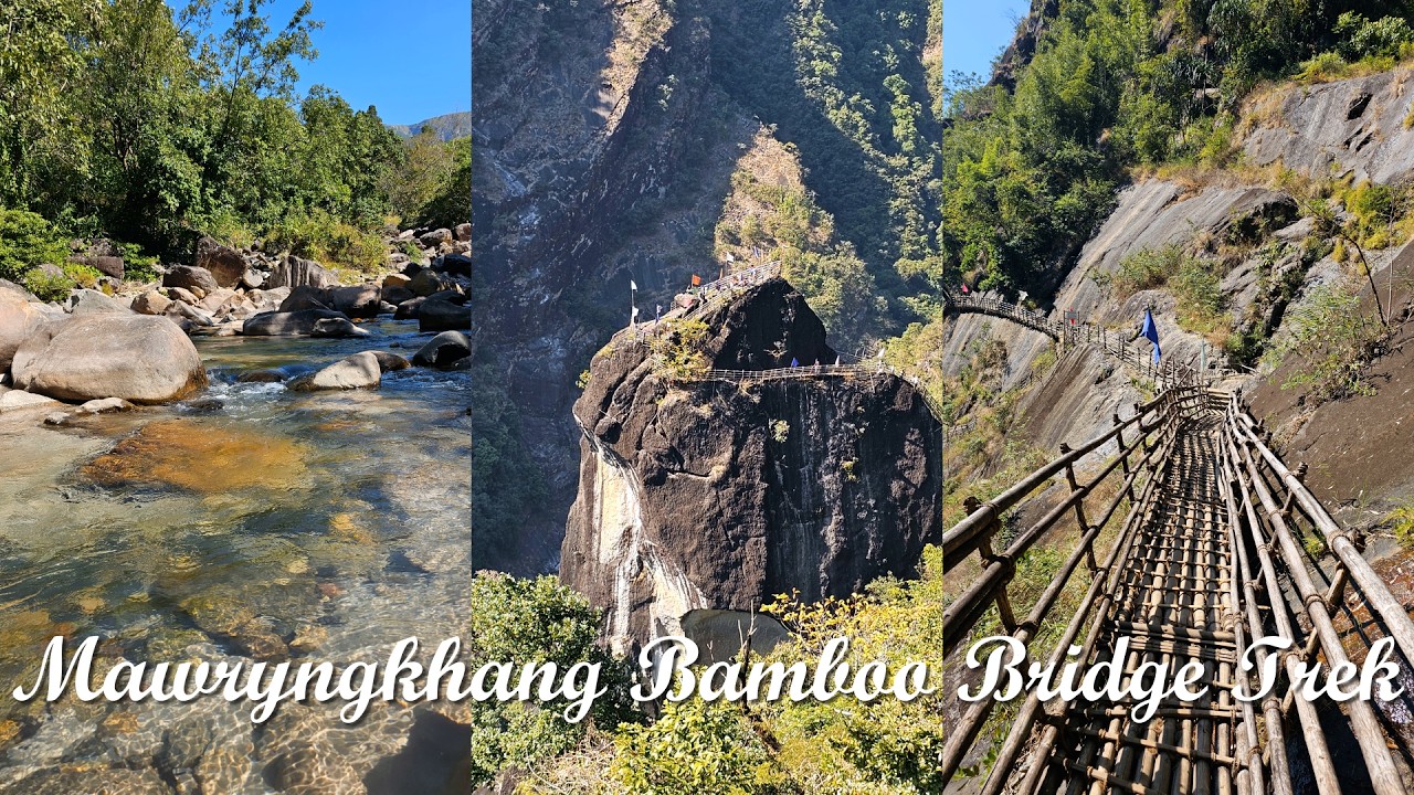 Trekking do bambusowego mostu Mawryngkhang | Meghalaya Adventure | 4K