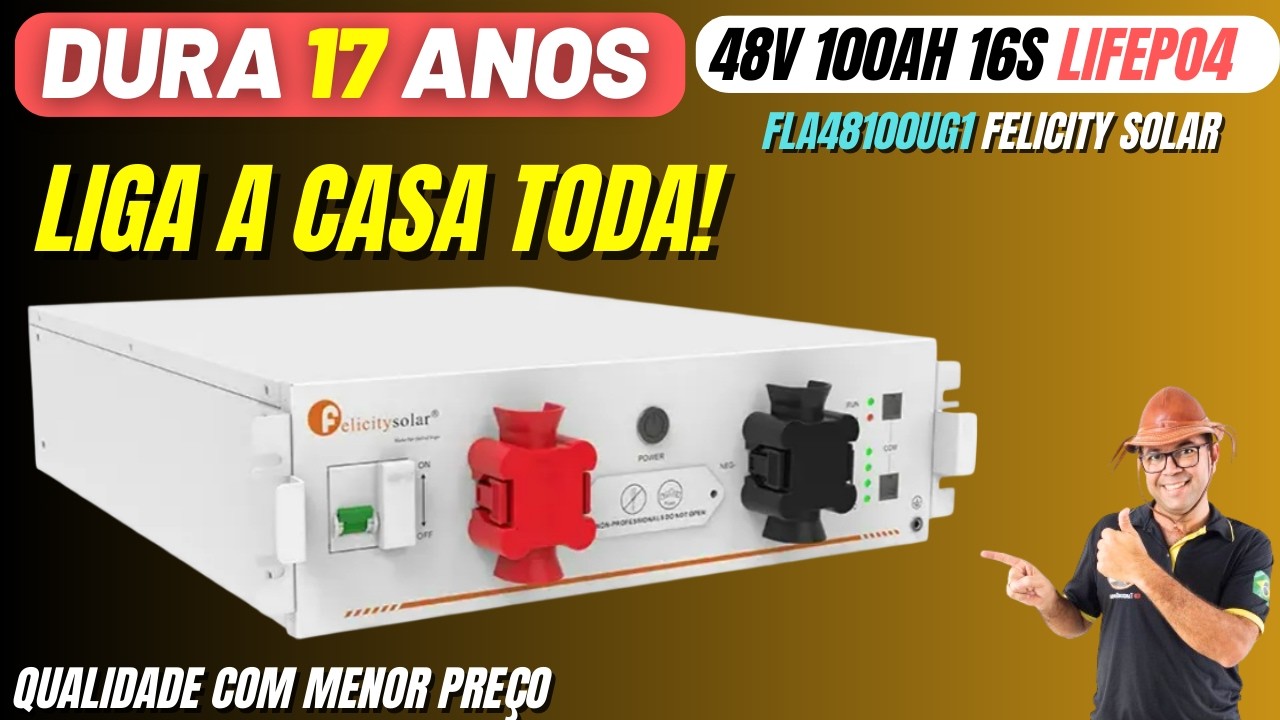 NOVA BATERIA 48V 100AH Lifepo4 RACK Felicity - Melhor Custo Benefício FLA48100UG1 Energia Solar