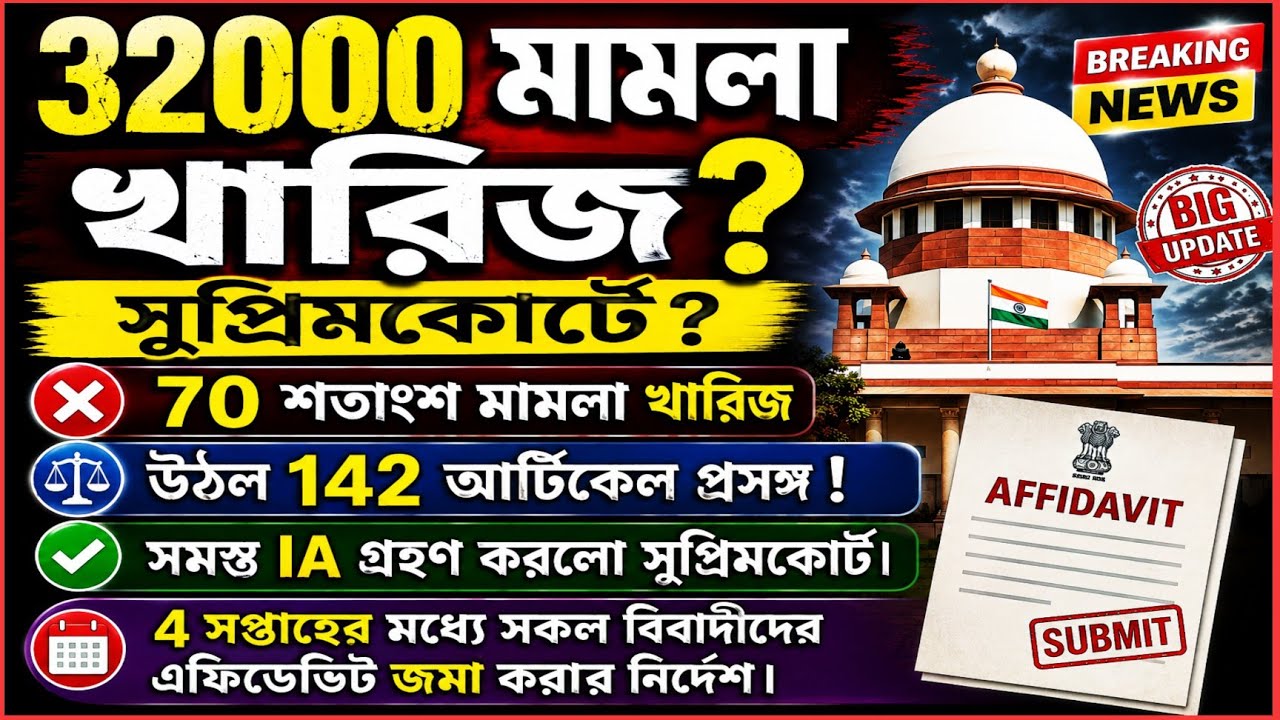 🌈 বিগ ব্রেকিং 👉 32000 মামলা খারিজ সুপ্রিমকোর্টে ? 🤔 70 শতাংশ মামলা DISMISSED 😔 142 Article প্রয়োগ ?