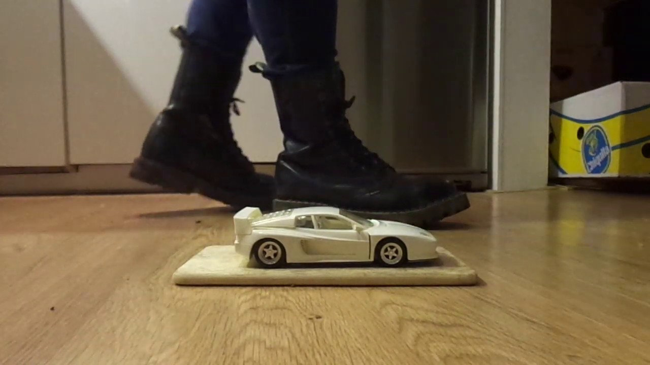 Steel Ranger / Army boots stomp, trample and destroy plastic model kit car