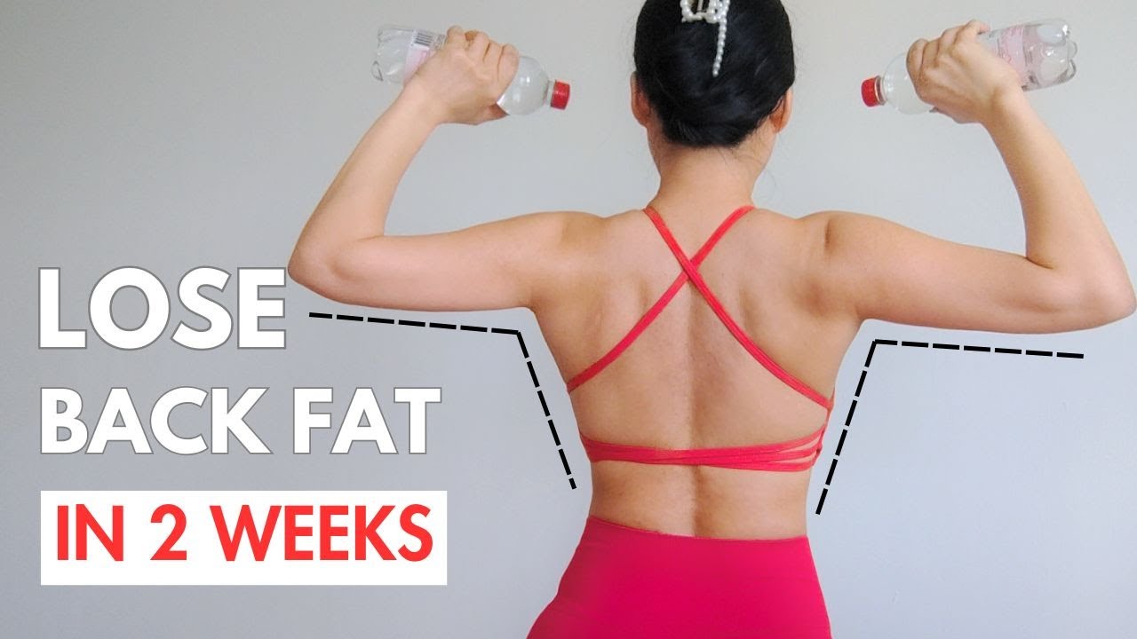 LOSE BACK FAT in 2 weeks, standing/ sitting workout with 2 water bottles/ light dumbbells