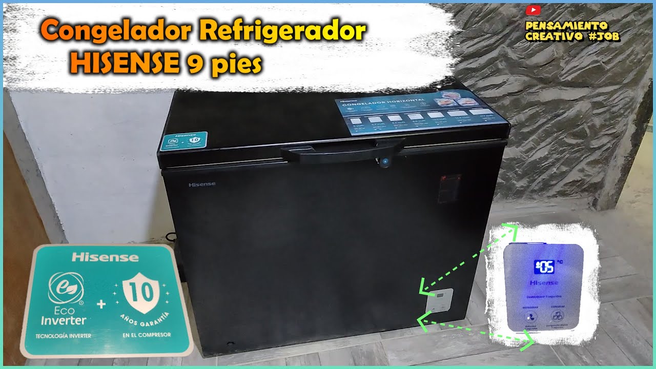 Congelador Refrigerador HISENSE horizontal de 9 pies modelo FC88D6CBX1