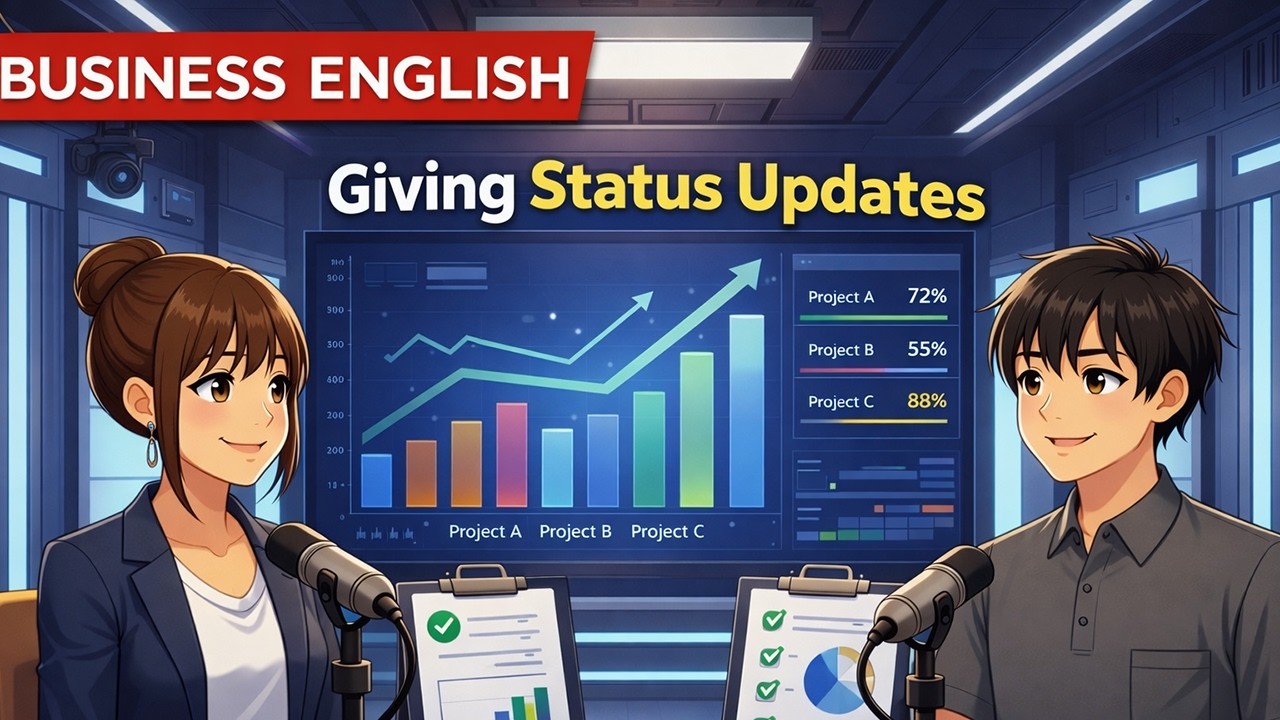 Day 6: Giving Status Updates | Business English A2 Series (Jane & Joe Podcast)