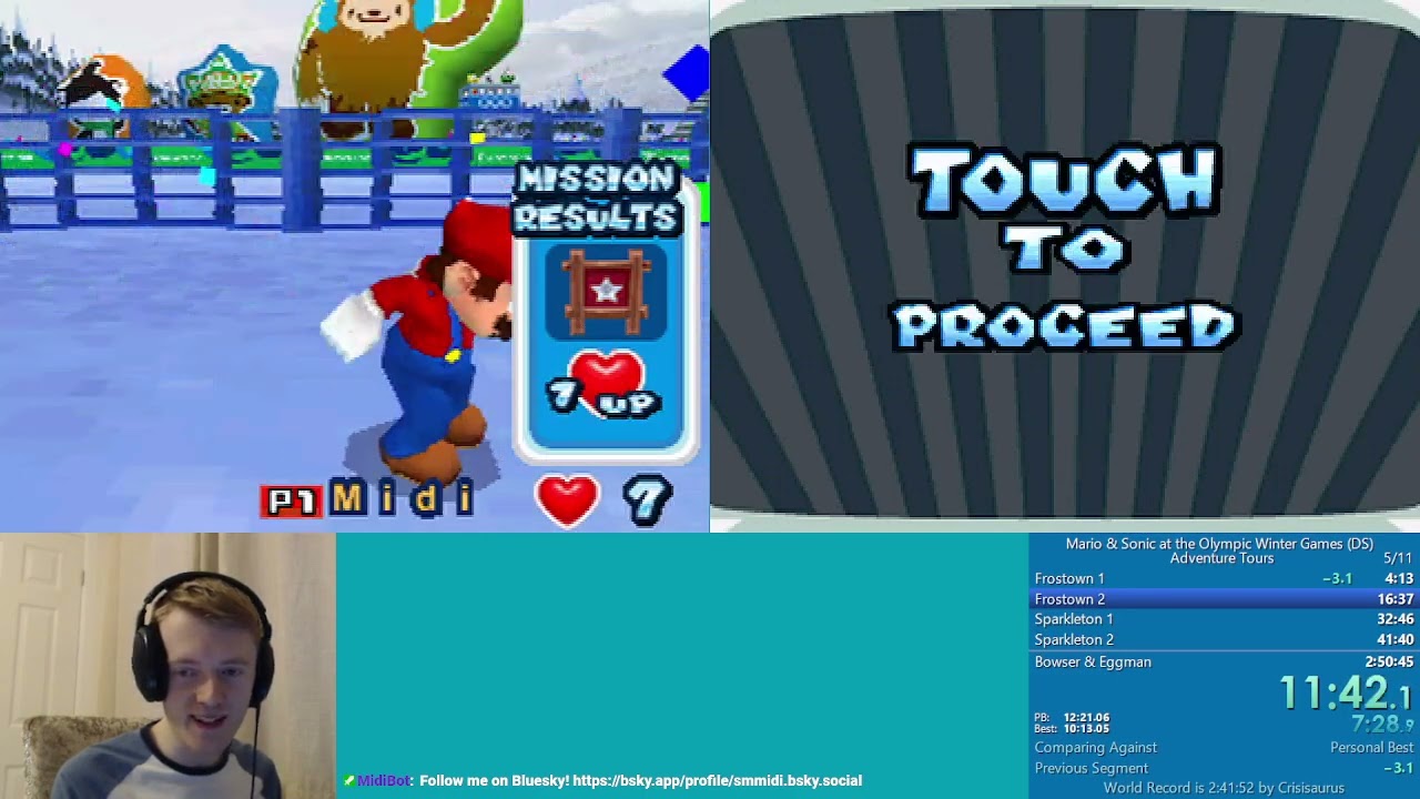 Mario & Sonic at the Olympic Winter Games (DS) - Adventure Tours Speedrun in 2:44:20