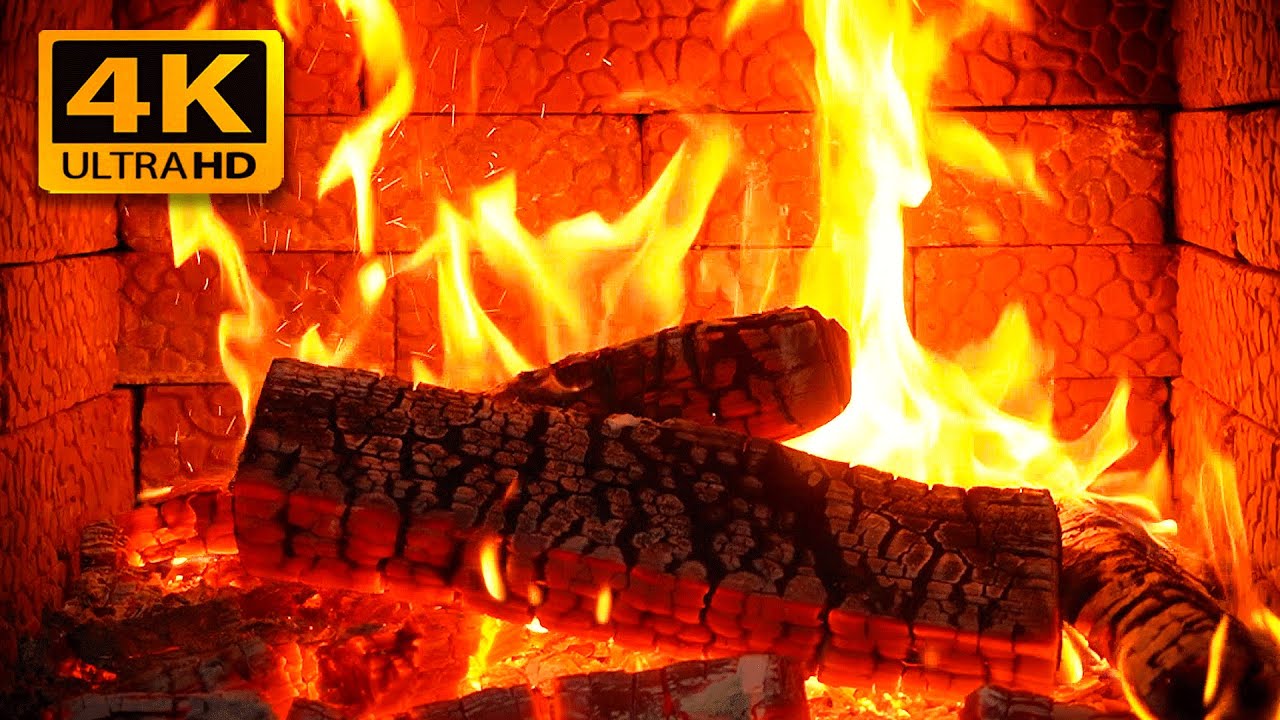 🔥 Real FIREPLACE 4K (no ads). FIREPLACE with crackling sounds of fire 🔥12 HOURS FIREPLACE