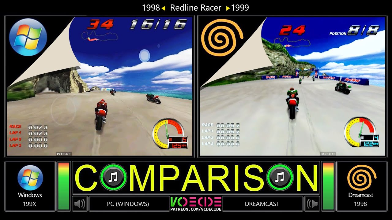 Redline Racer (PC vs Dreamcast) Side by Side Comparison