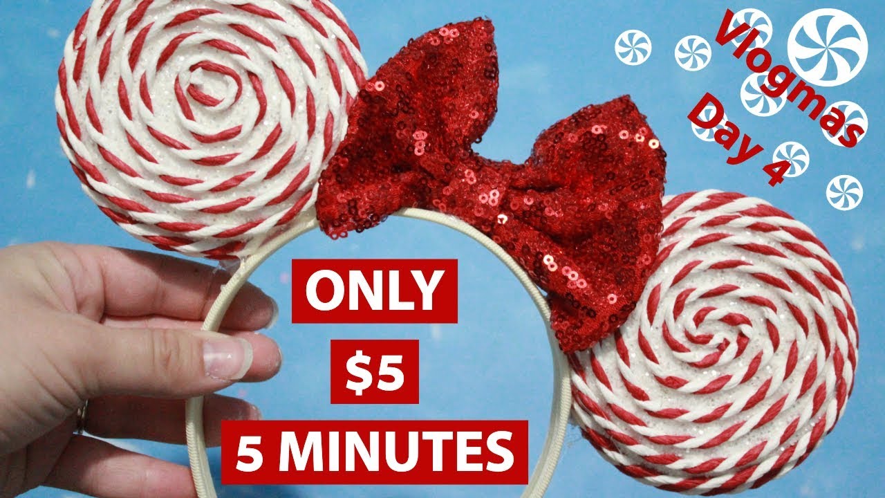 Vlogmas Day 4 | EASIEST DIY MICKEY EARS EVER!!! $5 & 5 MINUTES!