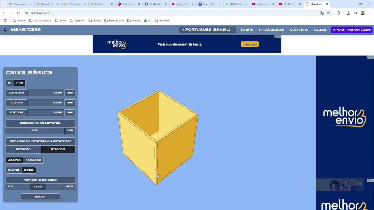 Site para gerar arquivos para caixas novidades atualização makercase laser cnc router