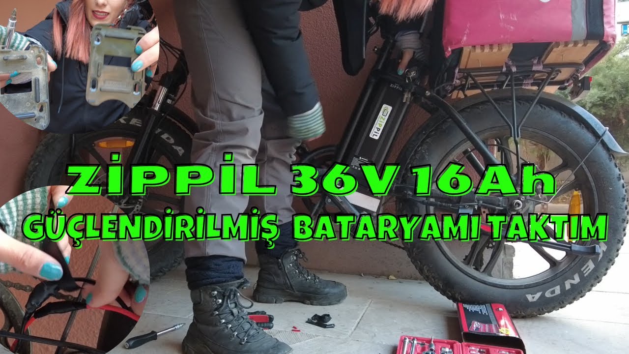 ZİPPİL 36V 16Ah Güçlendirilmiş Bataryamı Taktım:) 15 dakikalık işlemi 5 saatte yaptığımı izliyoruz