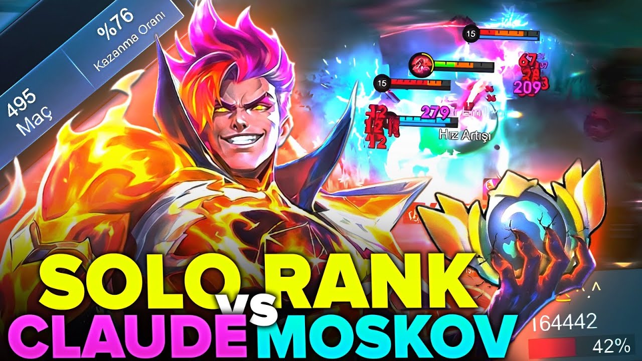 495 MA&Ccedil; %76 WİN RATE | CLAUDE VS MOSKOV SOLO RANK Jin - Mobile Legends