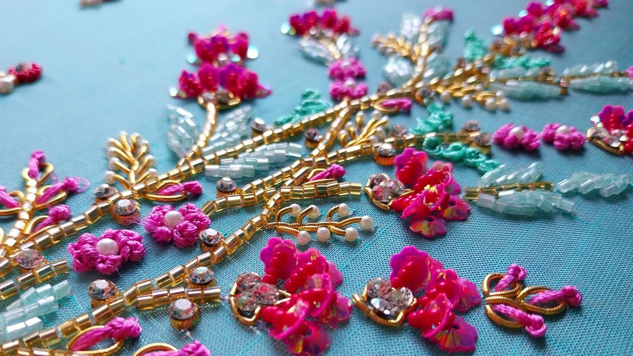 Colorful & unique floral aari design @color bucket  handiwork 