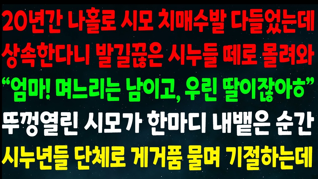 (반전신청사연)20년간 시모 치매 수발 들었는데 상속한다니 발길 끊은 시누들 몰려와 