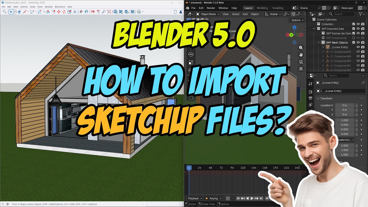 Blender 5.0: Как импортировать файлы SketchUp (SKP)?