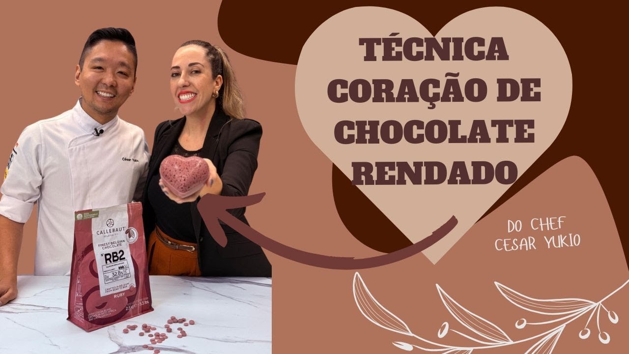 Aprenda a Técnica de Coração de Chocolate Ruby Rendado Recheado de Pistache com Cesar Yukio