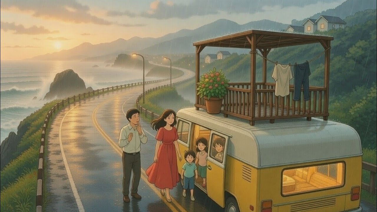 Morning in a Moving Caravan 🚐🌊 | Cozy Family Breakfast | Cinematic 4K