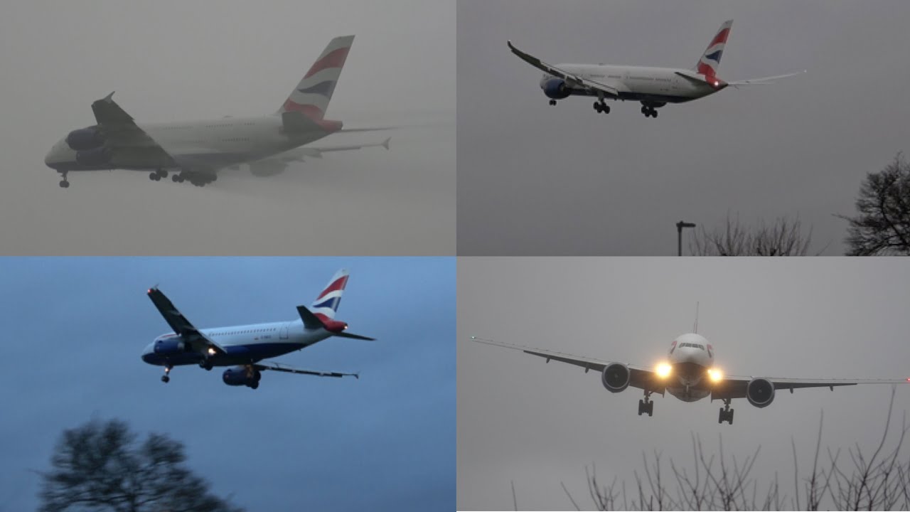 STRONG WINDS AT LONDON HEATHROW, 3 GO AROUNDS - 1/1/25 4K