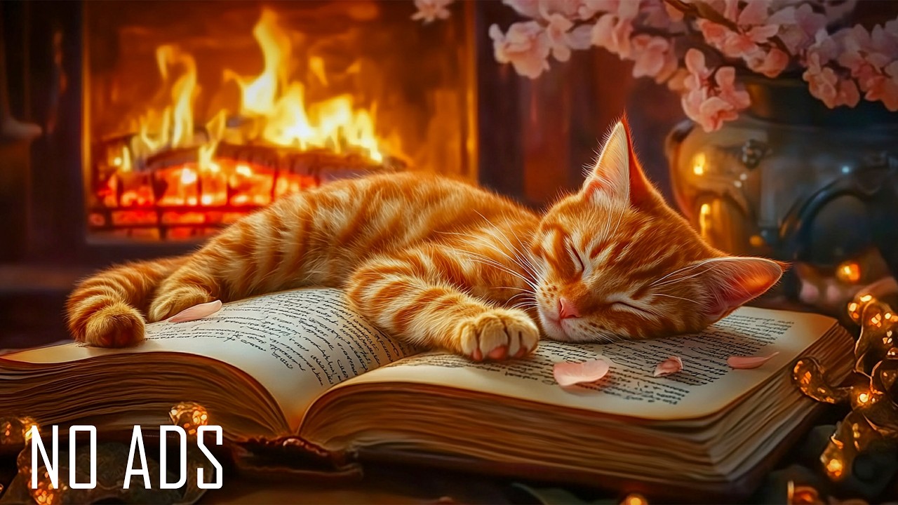 🔥 12 часов успокаивающей музыки для кошек | Уютное пианино у камина, которое поможет кошкам крепк...