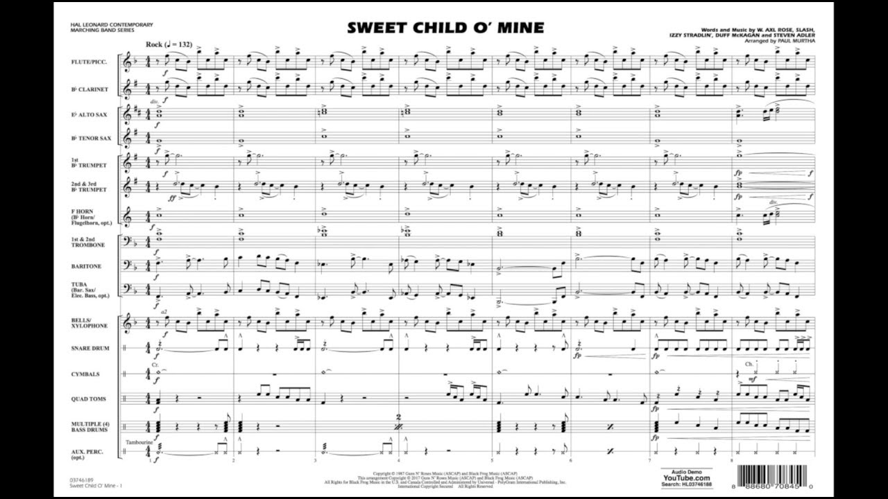 Sweet Child o' Mine arranged by Paul Murtha