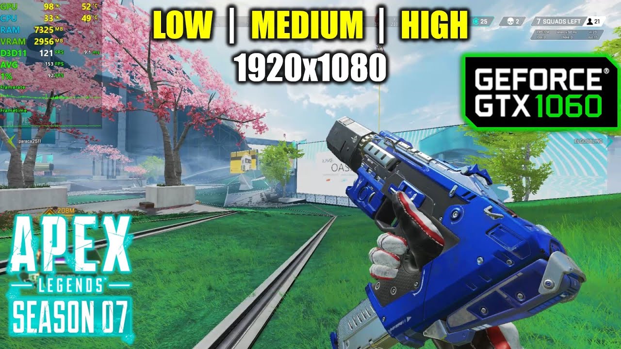 GTX 1060 | Apex Legends - 7 сезон - 1080p - Низкие, средние, высокие настройки