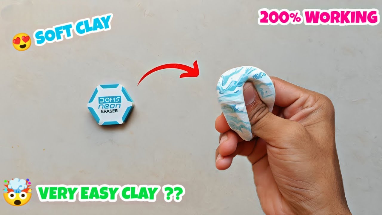 ⚠️DOMS ERASER SUPER SOFT CLAY😱🤯DIY Homemade Eraser Clay in 2 min🔥Clay Kaise Banaye #diy #clay #slime