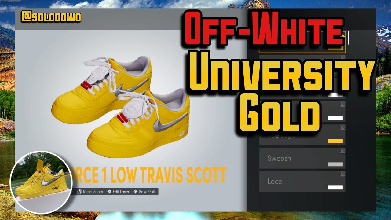 HOW TO MAKE Nike Off-White Air Force 1 Low &ldquo;University Gold&rdquo;  In NBA 2K22 Shoe Creator