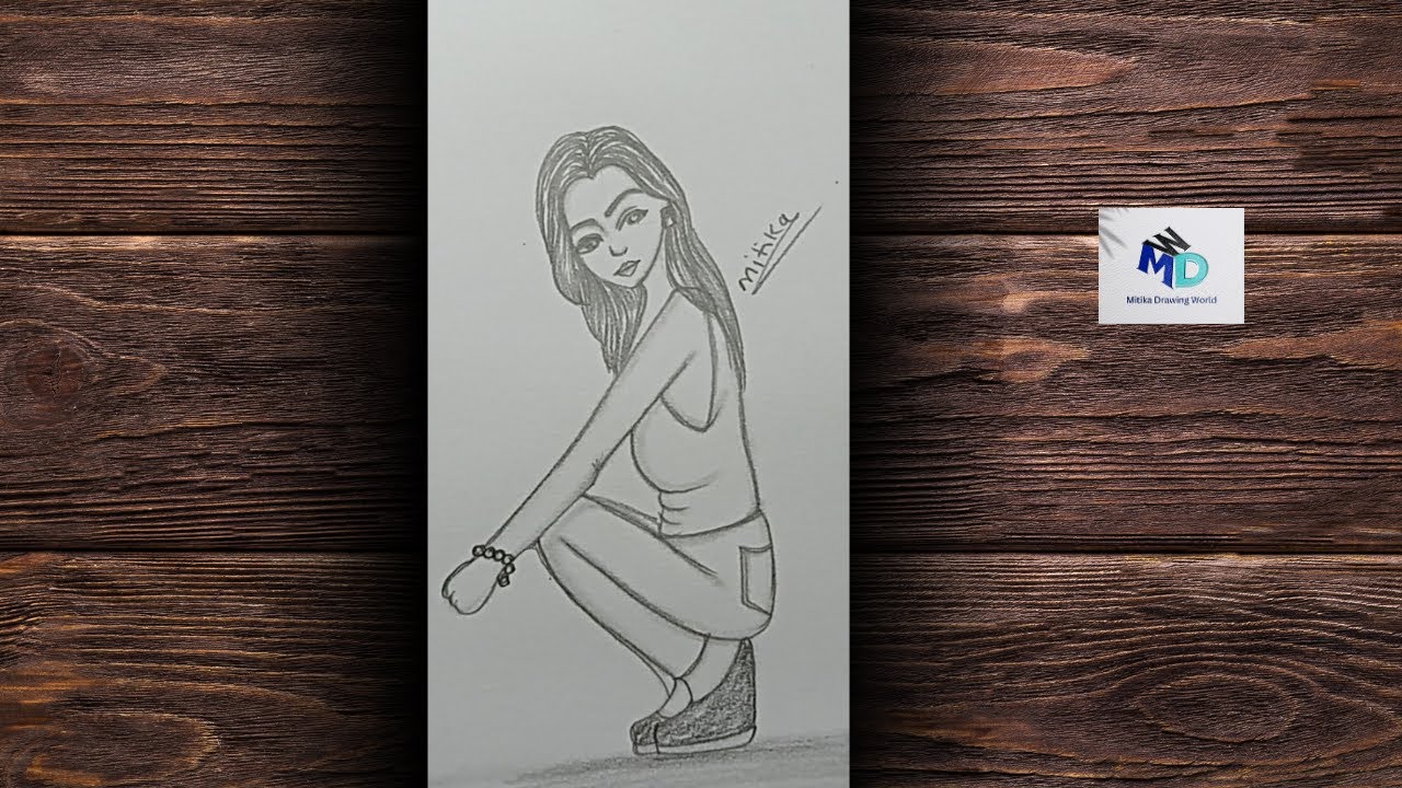 Drawing A Girl Sitting On Floor||Easy Girl Drawing Step By Step For Beginners