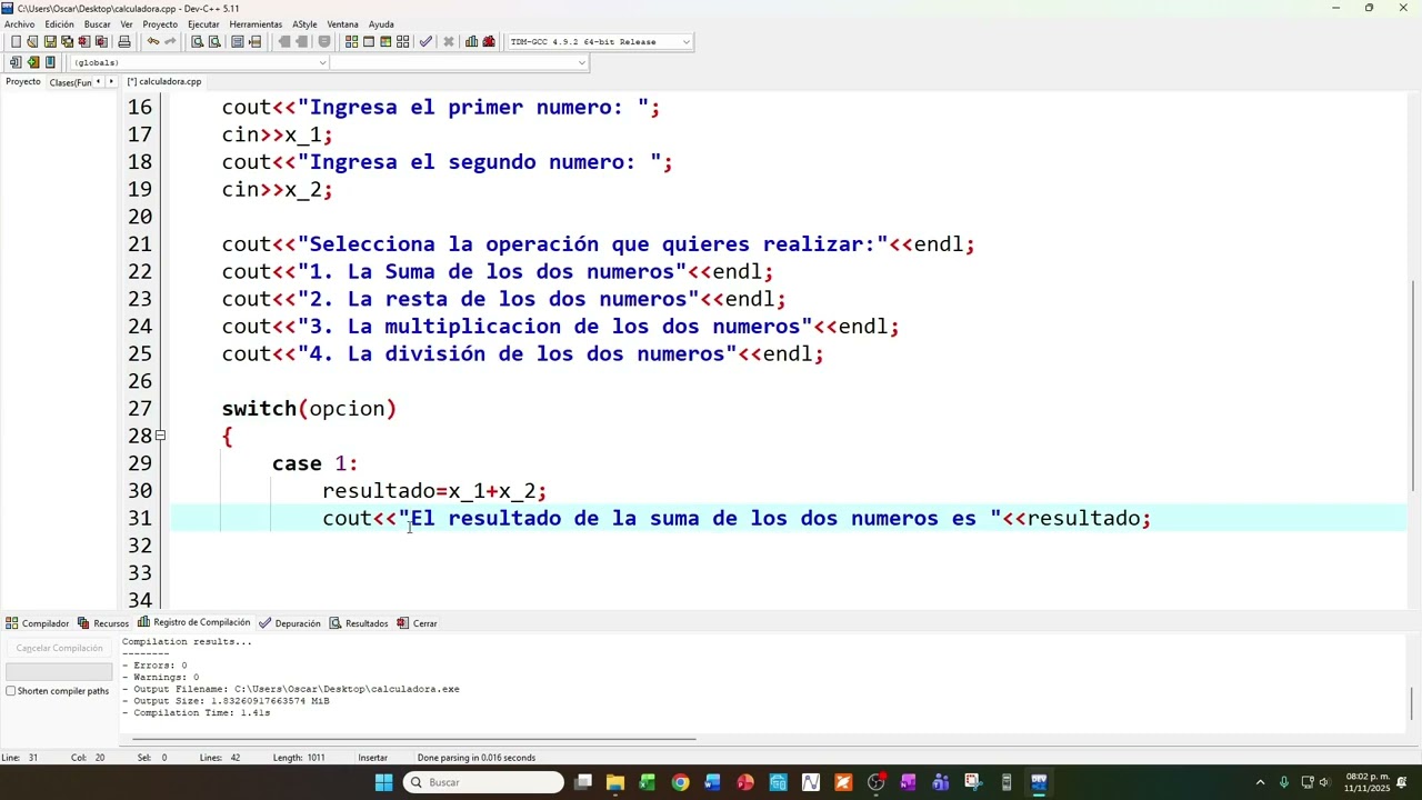 ¿Cómo usar la función switch case  en C++?