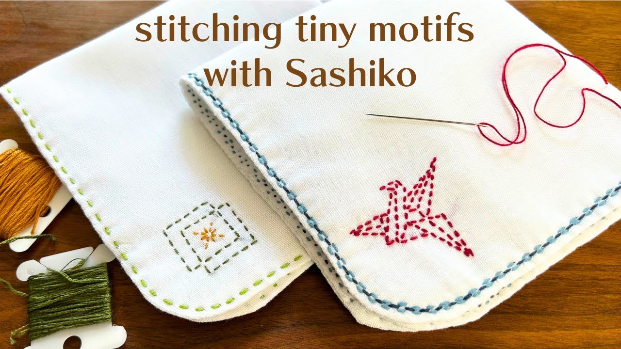 Stitching tiny motifs with Sashiko - handmade baby gifts
