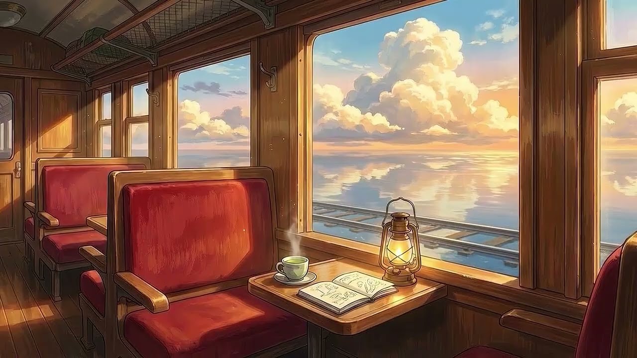 Train on the Water 🚂 Studio Ghibli Aesthetic | Nostalgic Piano Ambient & Train Sounds [3 Hours]