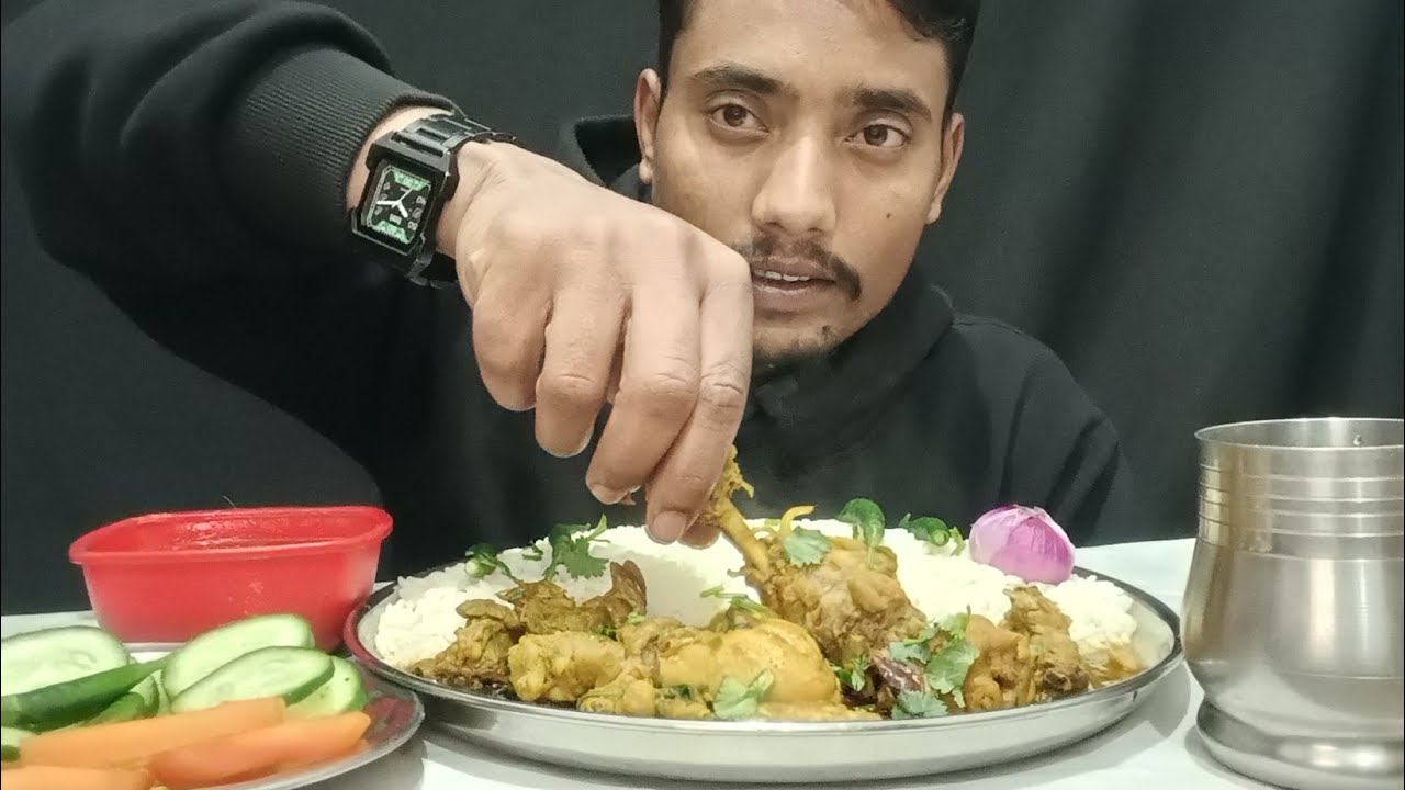 #mukbang!! Chicken leg piece//Chicken Curry With SALAD 🥗#chickenlegpiece#chickencurry#chicken#eating