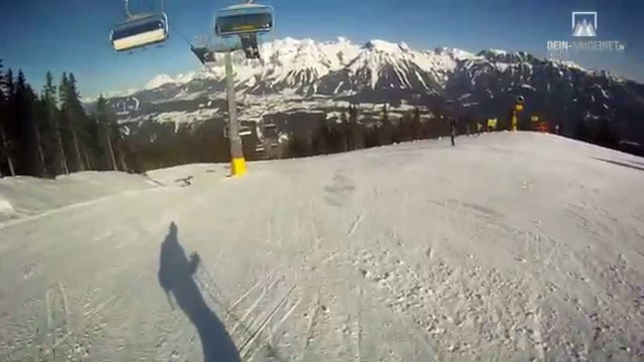 Skigebiet Planai Schladming, WM-Berg 2013: Kamerafahrt von der Berg- zur Mittelstation
