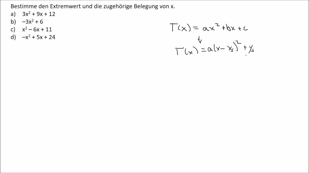 Wiederholung Quadratisch erg&auml;nzen