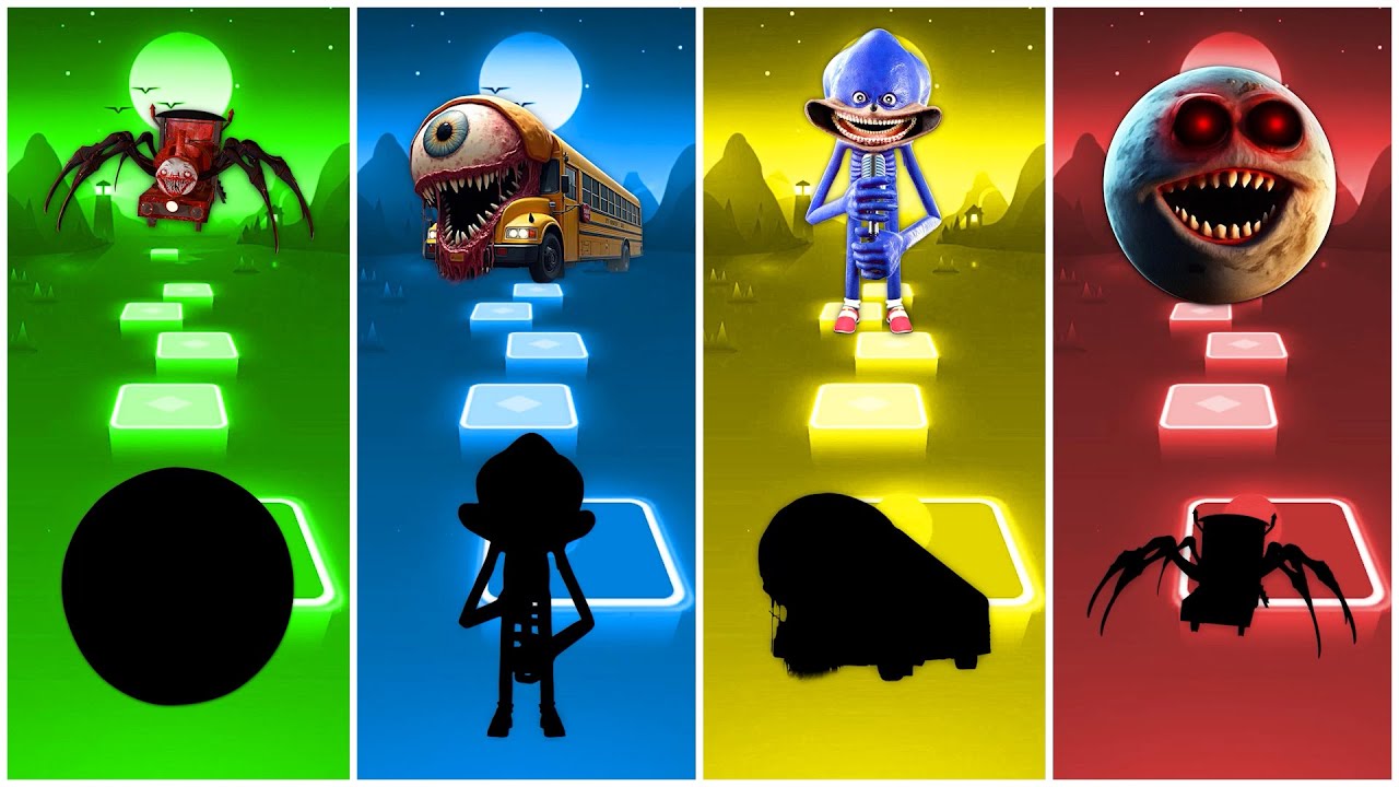 Choo Choo Charles 🆚 Eater Bus 🆚 Shin Sonic 🆚 Lunar Moon | Tiles Hop EDM Rush!