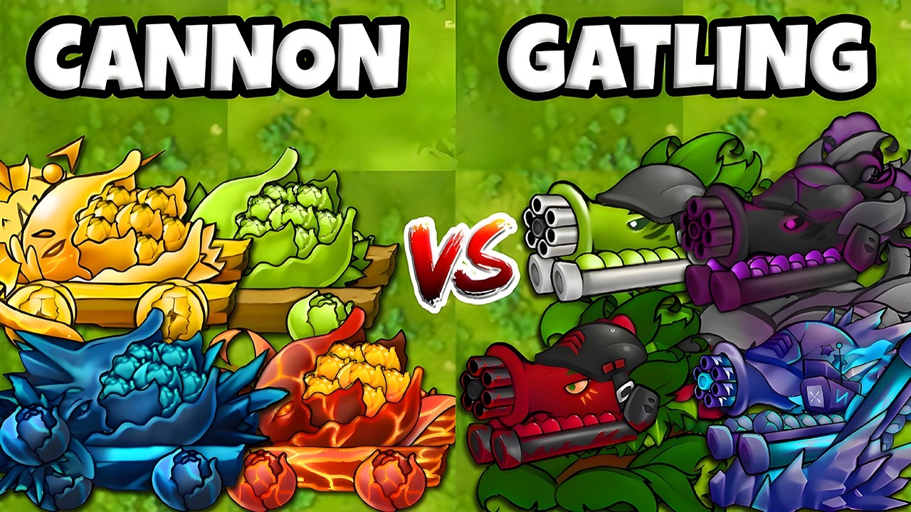 PVZ Fusion 3.4 Challenge - Team CANNON vs GATLING Plants vs Obsidian Gargantuar - Who Will Win?