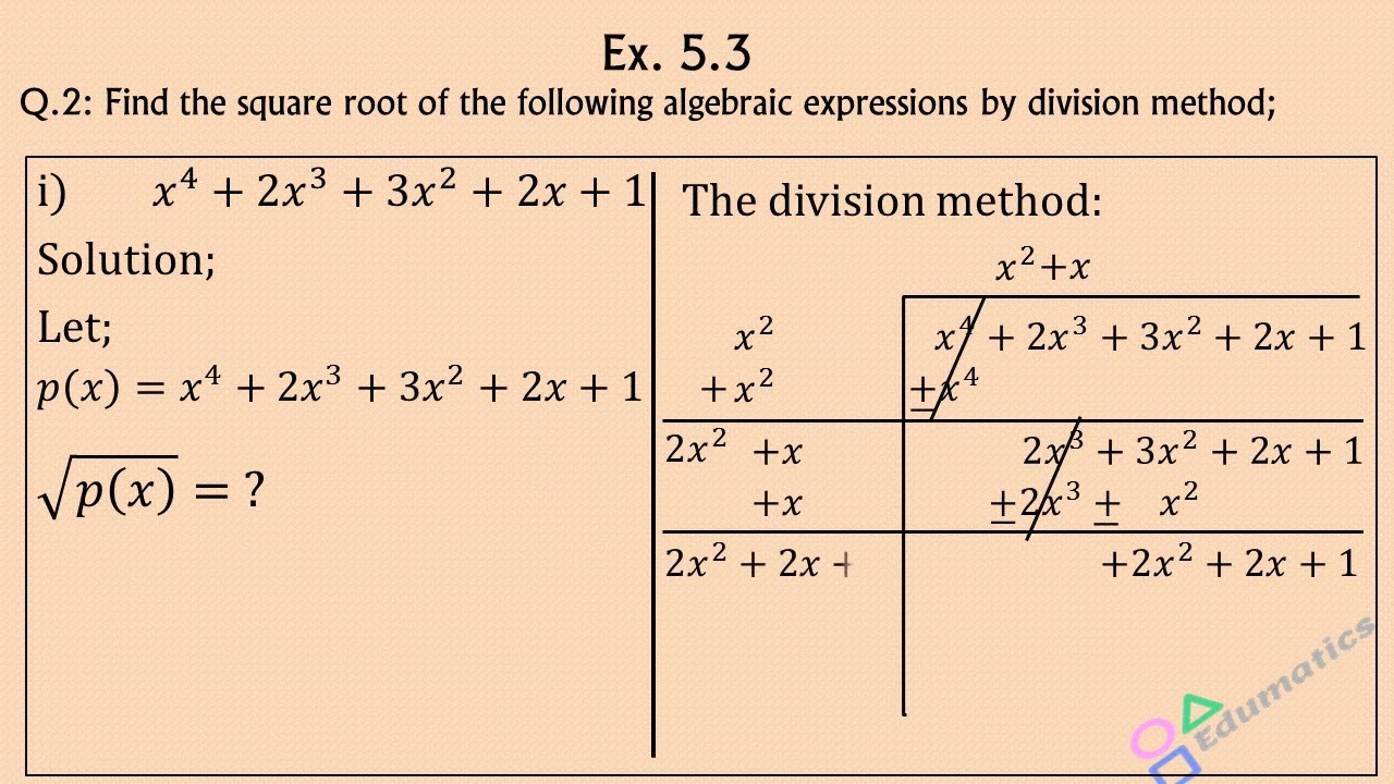 Mathematics for class 9, Sindh Board Unit : 5, Ex. 5.3, Q.2(i)